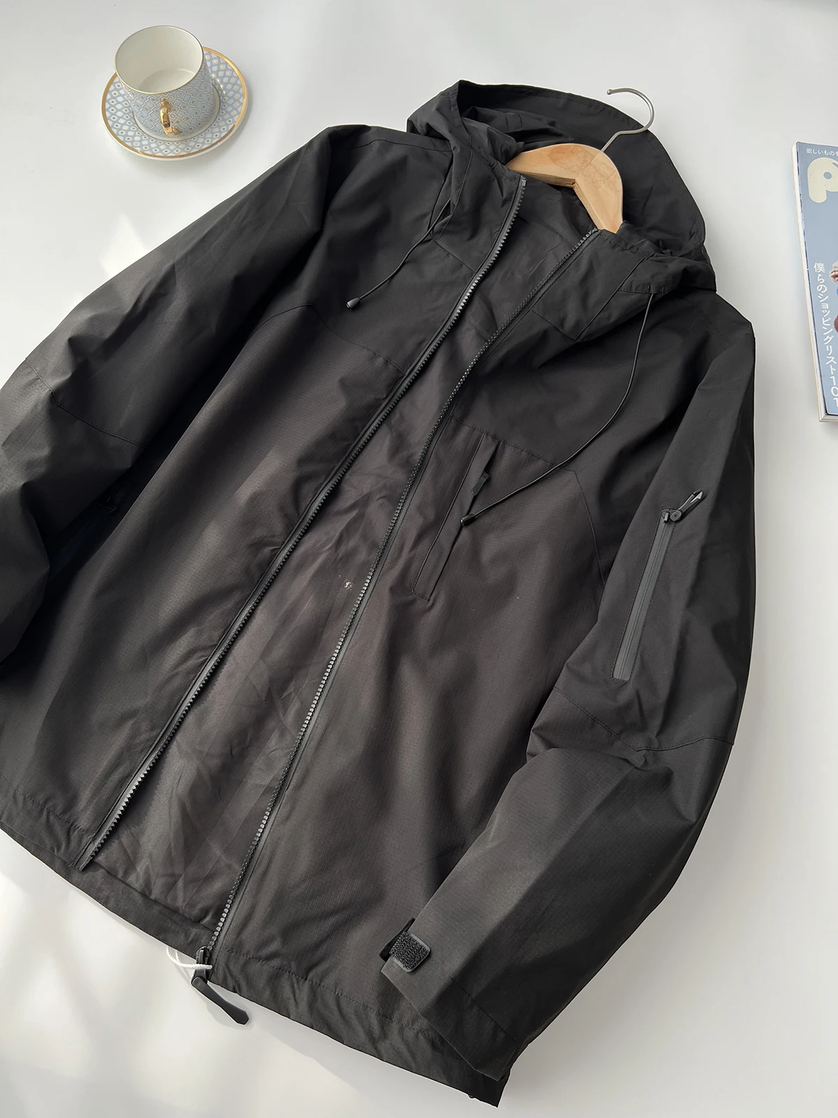 

ex Outdoor Climbing Waterproof Hard ell Jaet Zipper Workwear Coat Faion Urban Sle Long Sve Hooded Spring Autumn