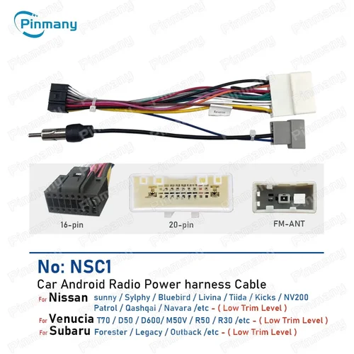 Para Subaru Forester Legacy Outback Navara Venucia T70 D50 D600 M50V R50 R30 Cable de Radio de coche conector de mazo de cables de alimentación NSC1