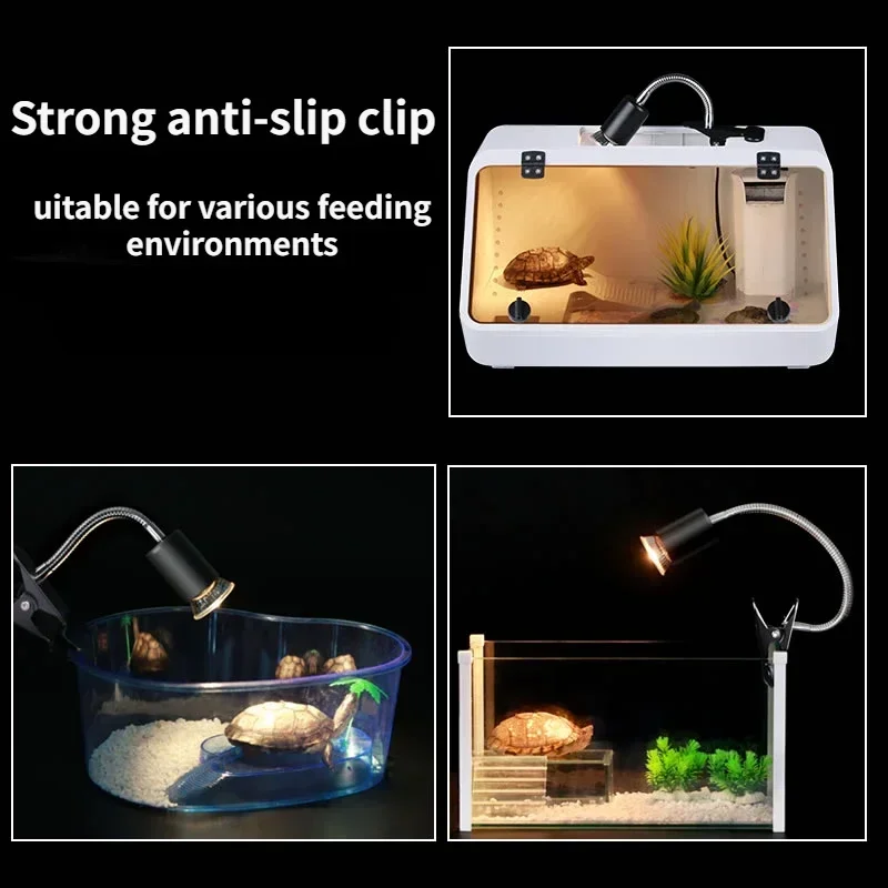 Żarówka halogenowa 50W w zestawie Lampa grzewcza dla gadów Regulowane lampy grzewcze do akwarium na gęsiej szyi dla żółwia Jaszczurka Wąż Terrarium