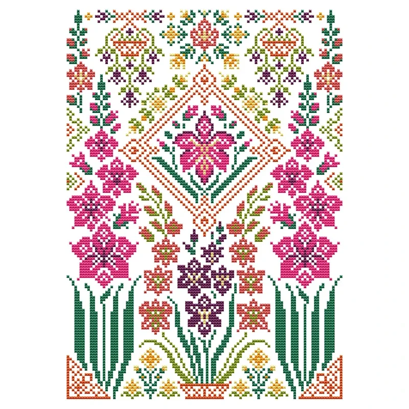 Joy Sunday Cross Stitch Kit Embroidered Flowers 14CT Printed Cross Stitch Embroidery Kits Set Floral Crosstitch Kit Needlework