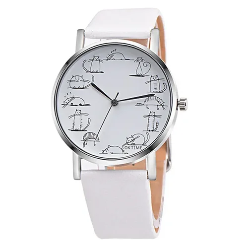 Imagen 2 del producto Reloj informal bonito Para Mujer, Relojes de moda Para Mujer, Relojes de pulsera de cuarzo con esfera redonda, Relojes de pulsera de cuero PU Para Mujer