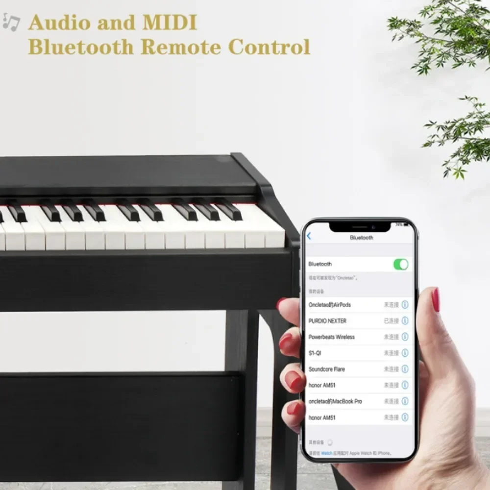 GDP-104 88 Keys Full Weighted Keyboards Digital Piano with Furniture Stand Power Adapter Triple Pedals Headphone Black Piano