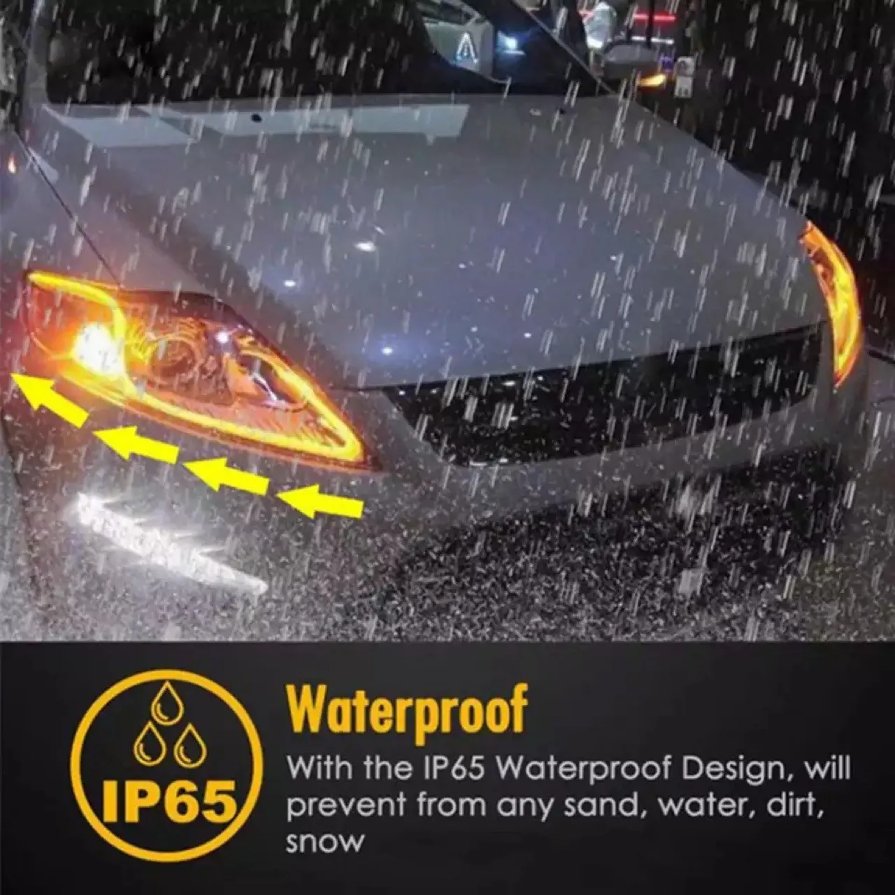 1PC LED DRL Car Daytime Running Light Flexible Waterproof Strip Auto Headlights White Turn Signal Yellow Brake Flow Lights 12V