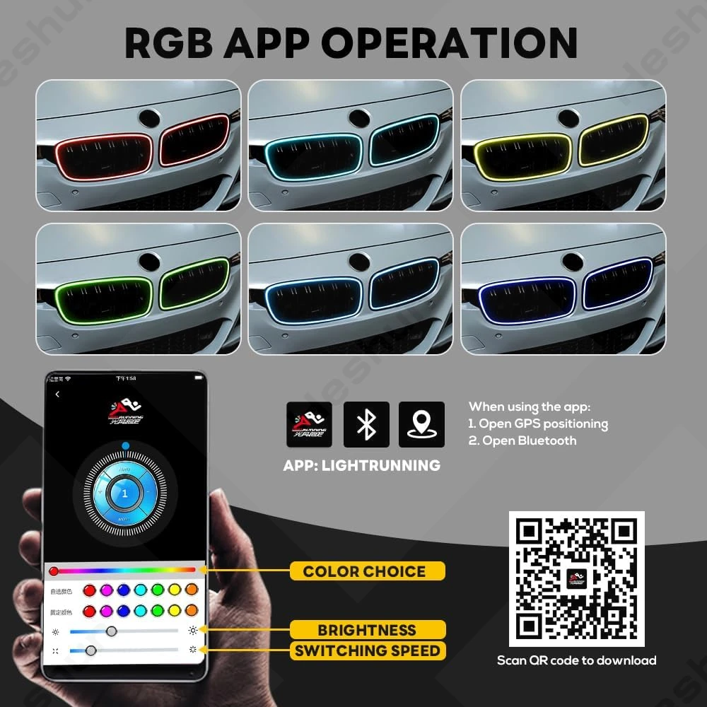 RGB-подсветка решетки для BMW F30 F31 3-Series 320i 328i 328d 330i 335i 330e 340i светодиодные передние решетки, анимация запуска