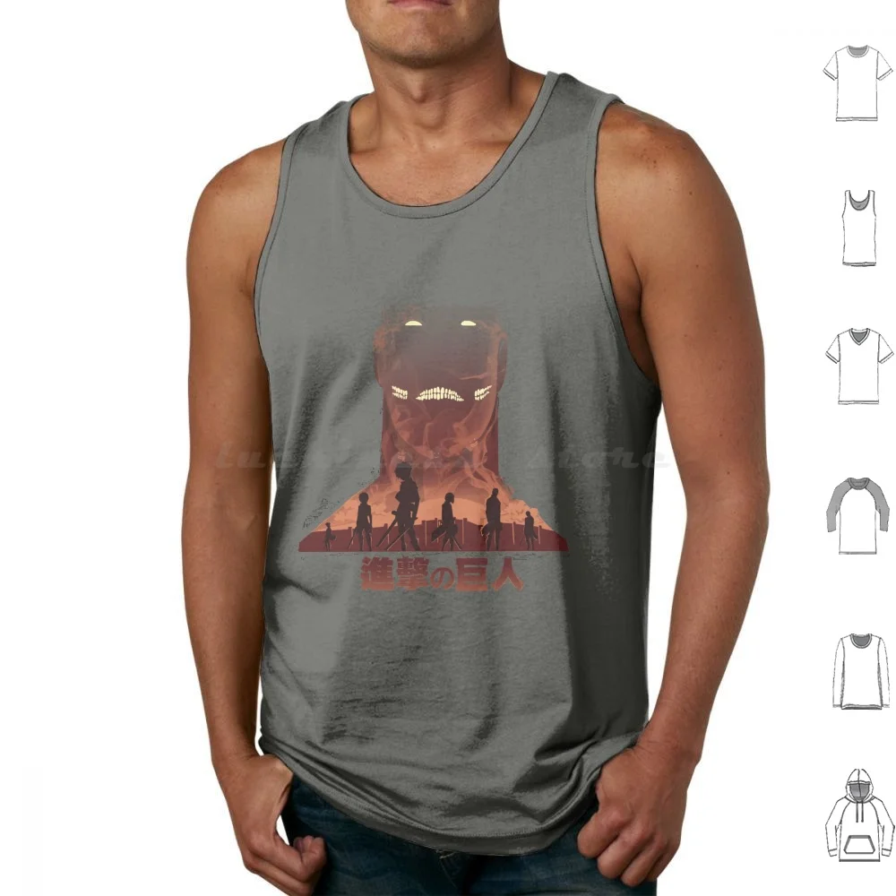 Grey Protect The Wall Tank Tops Print Cotton Grey Protect The Wall Attack Ackerman Shingeki Kyojin Japan Attack On