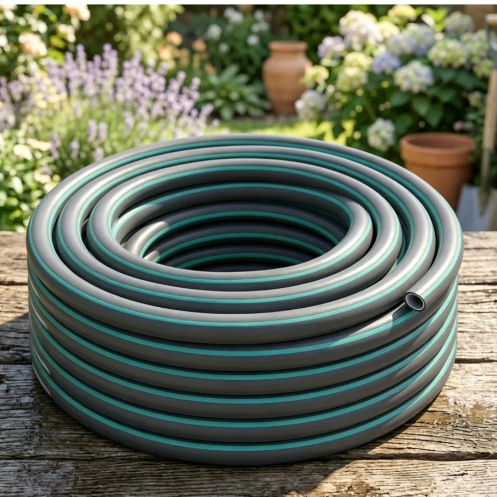 Green 5 Meter Hose for Garden Watering Yard Maintenance Vehicle Cleaning and Outdoor Use with Soft Flexible Antifreeze Body