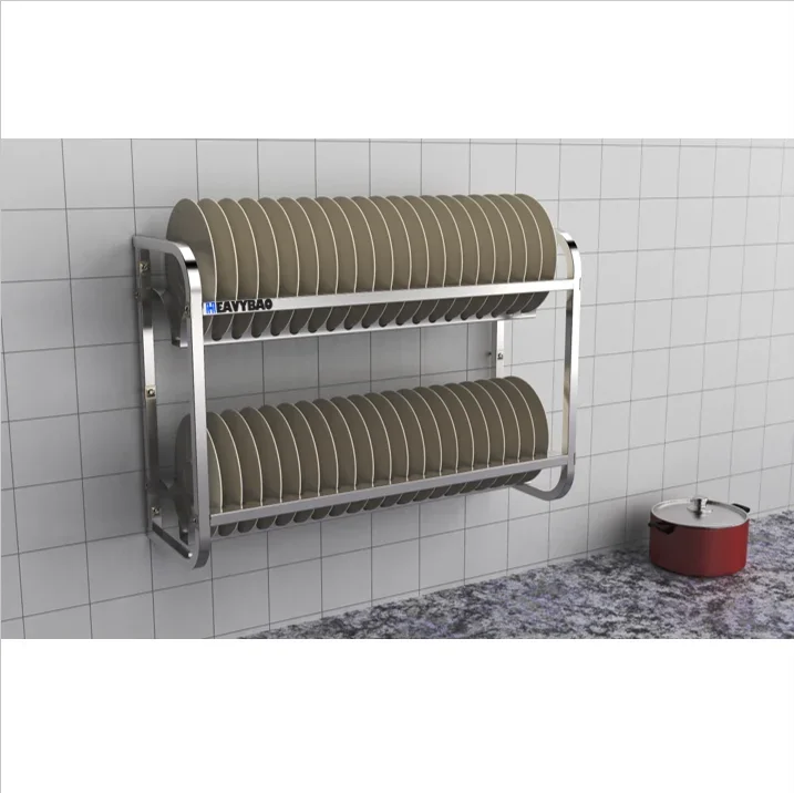 

Heavybao Stainless Steel Wall Mounted Hanging Shelf Storage Rack Kitchen Accessories Holders Racks Sustainable for Plates Hotel