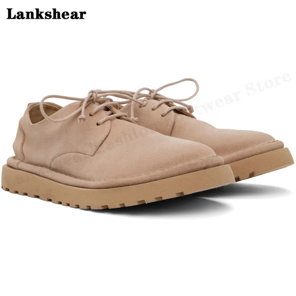 2023 Men Lace-Up Genuine Leather Formal Shoes Spring Comfort Office Work Dress Shoes New Designer Men Thick Platform Pumps