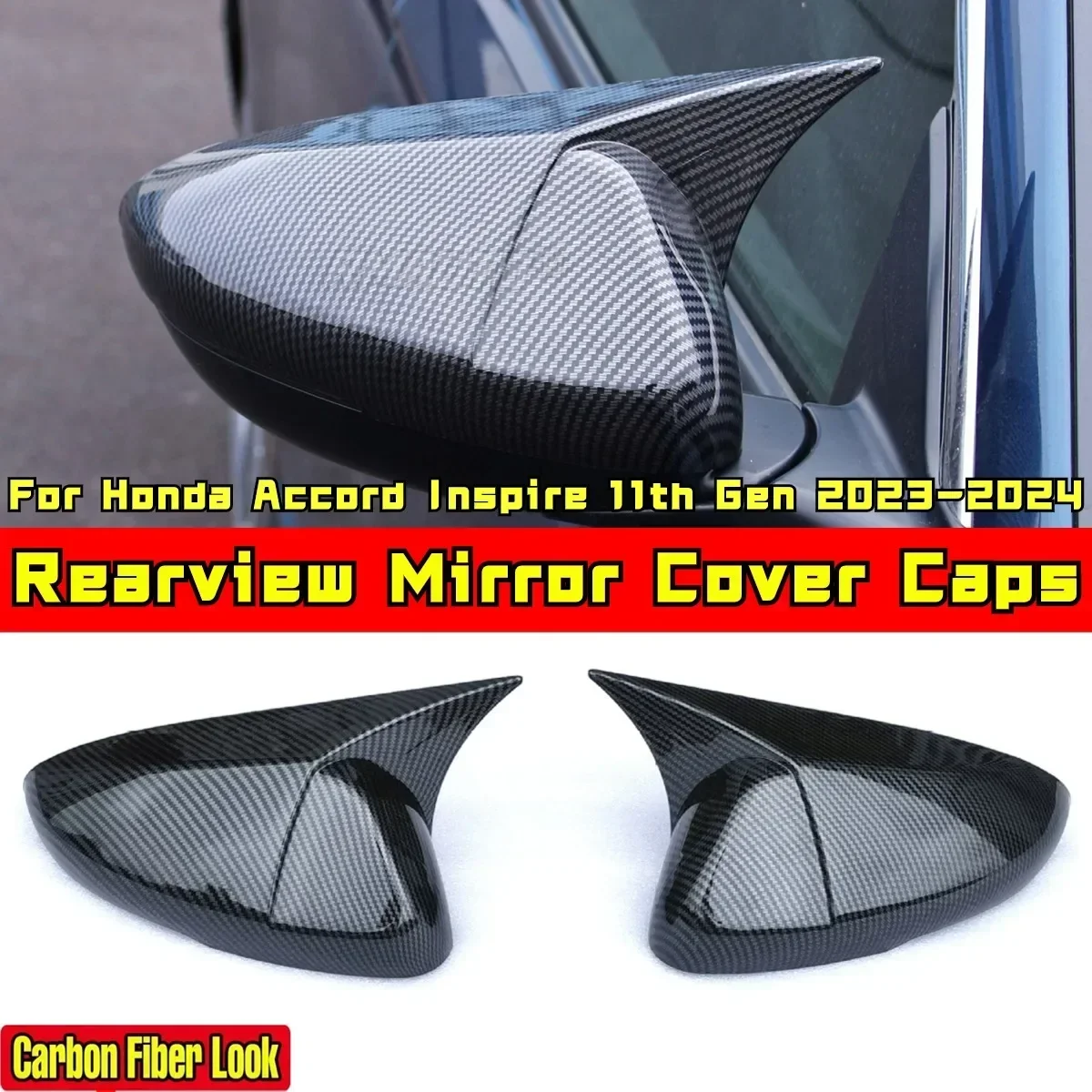 Accord Rearview Mirror Cover Caps Glossy Black Body Kit For Honda Accord Inspire 11th Gen 2023-2024 Car Accessories