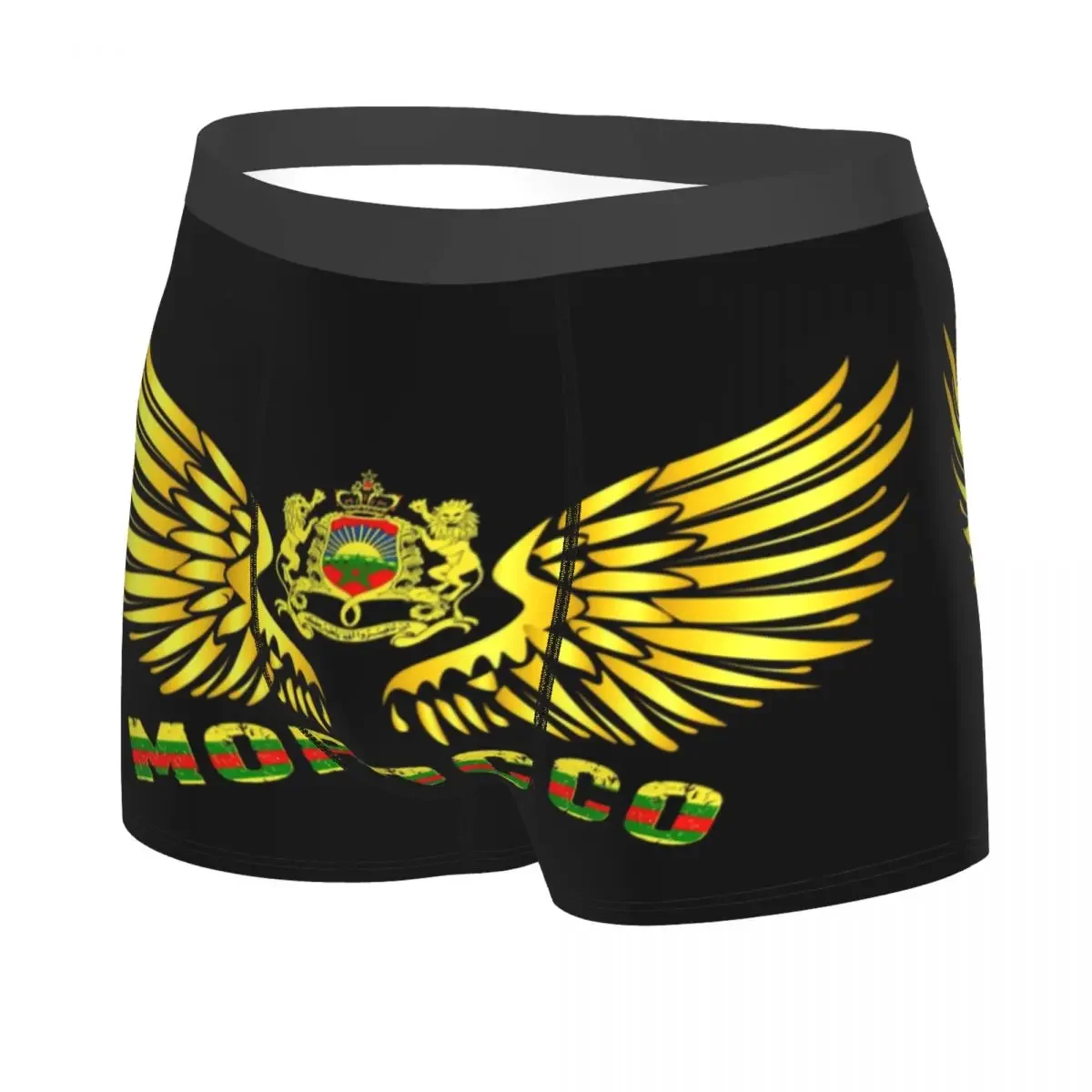 Custom Novelty Morocco Flag Gold Wing Boxers Shorts Panties Men's Underpants Stretch Maroccan Patriotic Briefs Underwear