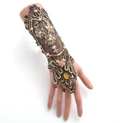 Gold Color Vintage Lace Pearls Gloves Women's Dress Decoration Matching Bracelet