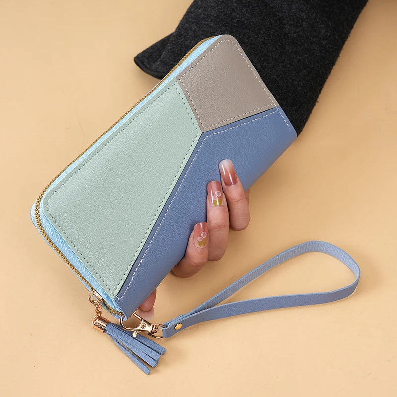 Cartera de mano versión coreana para mujer, cartera Joker multifuncional con cremallera larga, cartera móvil de gran capacidad, novedad de 2024