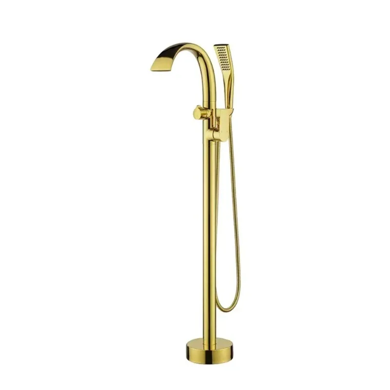 

Brass Bathtub Faucet Single Handle Hot Cold Water Floor Mounted Tub Spout for Home Use