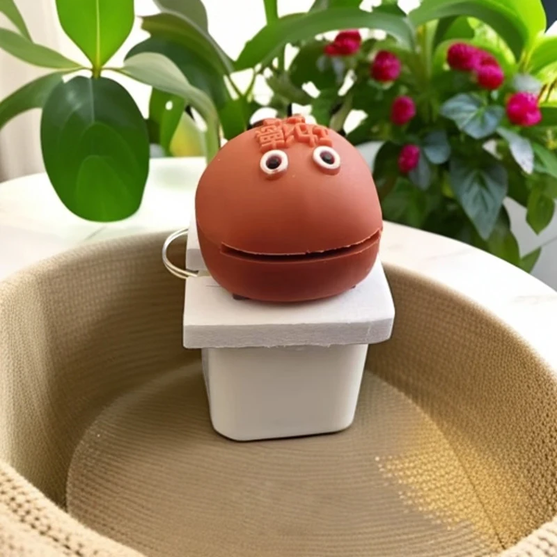 Rechargeable animal wooden fish sound keychain voice button keychain decompression sound keychain 목탁키링