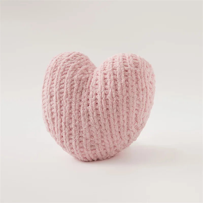 Knitted Heart-Shaped Pillow Cushion - Soft Cozy Home Decor Throw Pillow with Insert, Multi-Color Options (Includes Inner Core)