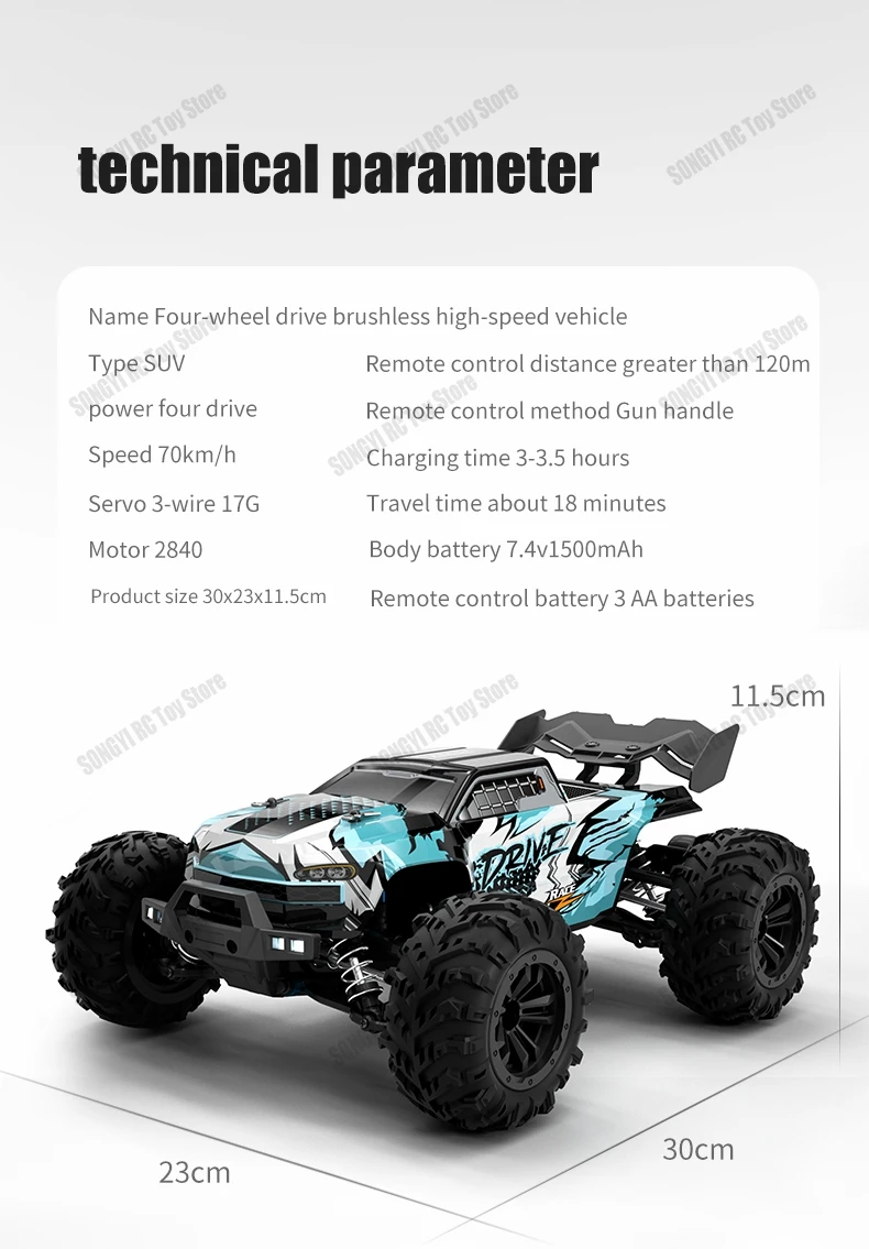 50 or 80KM/H Rc Cars 1/16 Off Drift Road 4WD with LED 2.4G Waterproof Remote Control Monster Truck for Adults and Kids Toy Gift