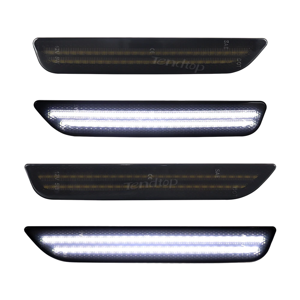 For Ford Mustang 2010-2014 Turn Signal Lights Parking Lights White/Green LED Car Front Rear Side Marker Indicator Lights