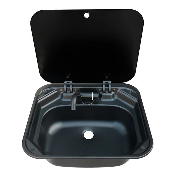 

Black SUS304 Stainless Steel Sink 4mm Thick Tempered Glass Lid Foldable Faucet Waste Drainer For Kitchen RV Motorhome Caravan