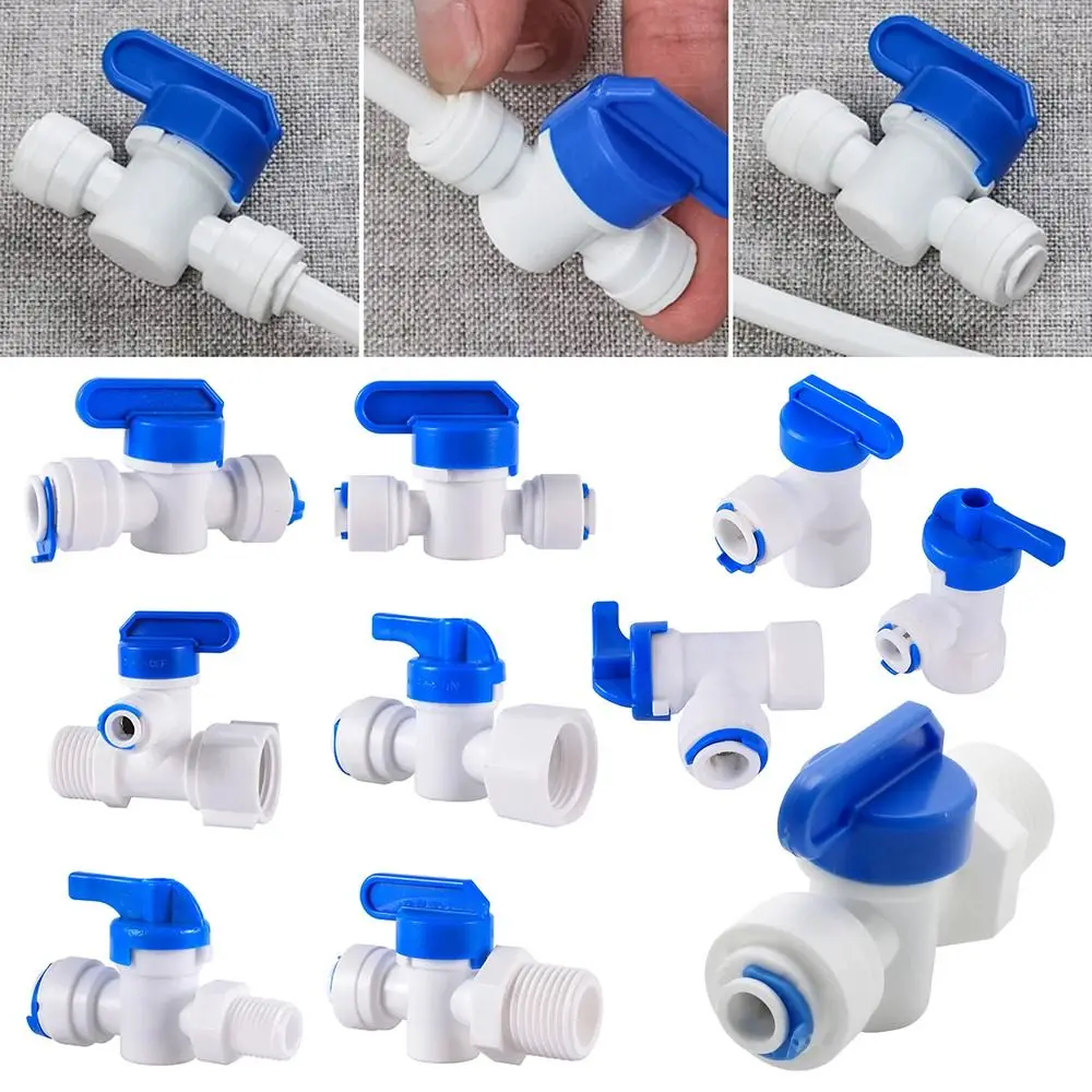 

1Pcs 1/4" 3/8" OD Plastic Ball Valve 1/4" 3/8" Male 1/2" Female Reveser Water Straight Hose Quick Connector Male Female Thread