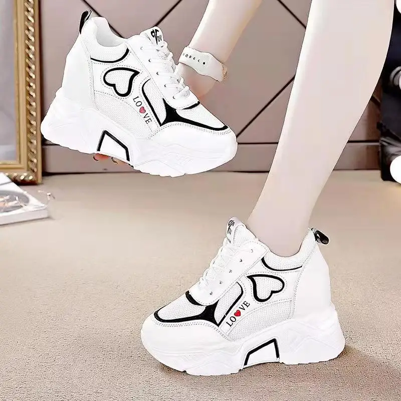 Hoge Kwaliteit Vrouwen Platform Sneakers 2023 Nieuwe Dikke Vrouw Casual Vader Schoenen Mand Vrouw Mode Sport Mesh Veterschoenen