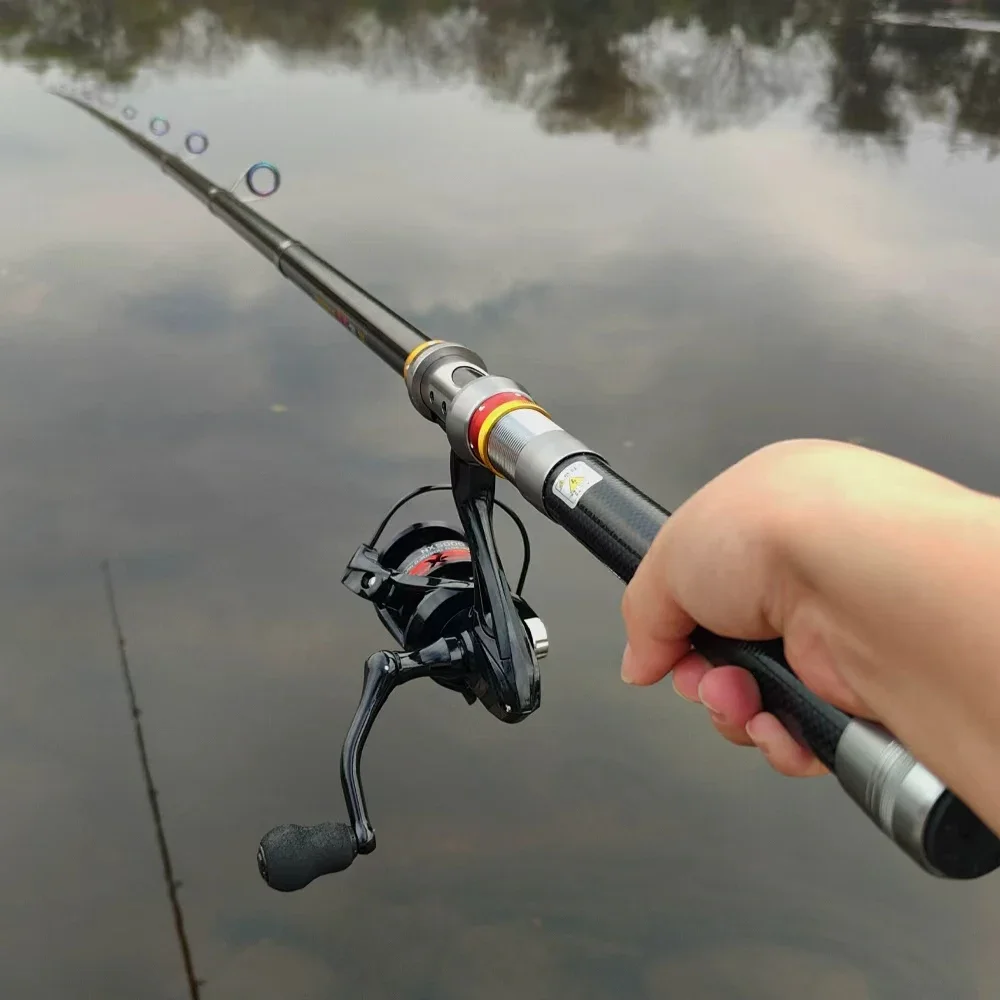 1,8-3,6m Kohlefaser-Angelrute und Rollen-Set, Superharte Teleskop-Angelrute mit Spinnrolle, Max. Widerstand 3-8kg Pesca – Detail 10