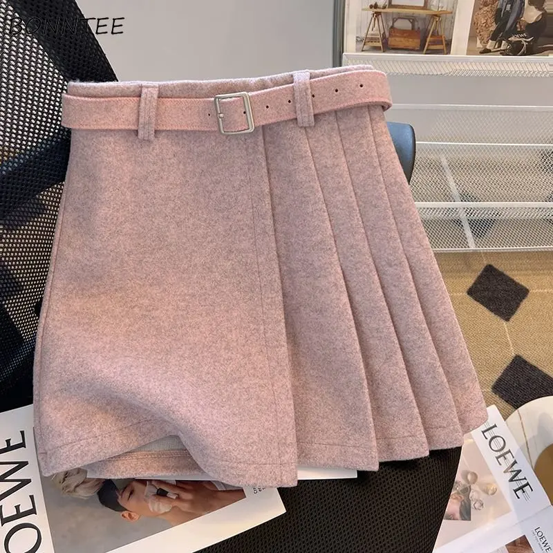 Basic Pleated Mini Skirts Women New Autumn Sweet Gentle Office Ladies Chic Harajuku Y2k Streetwear Korean Vintage Popular Faldas