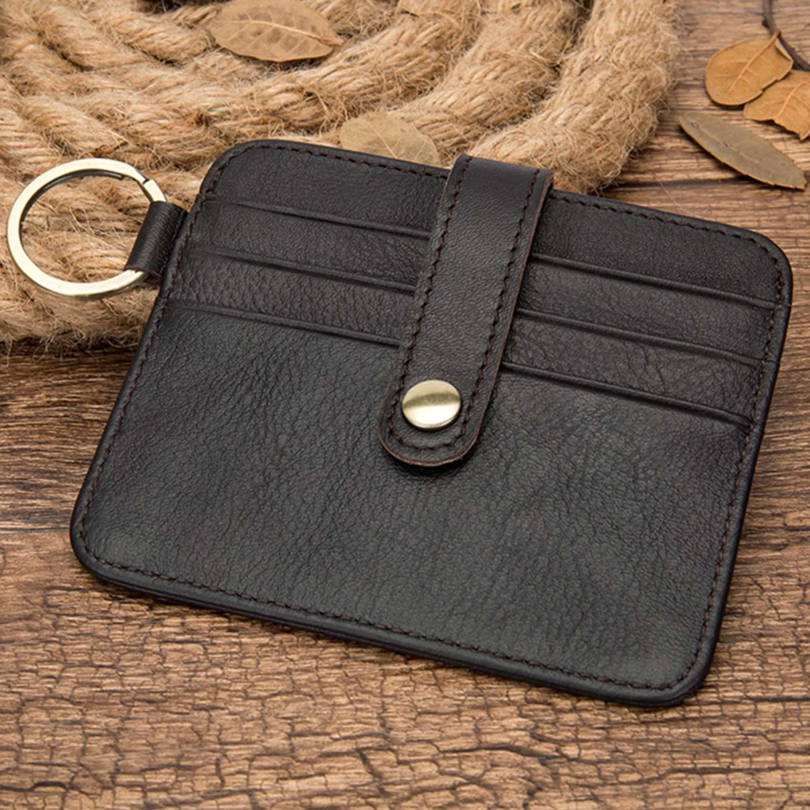 

Simple Thin Keyrings Credit Card Holder Multi-Purpose Large Capacity Purse For Men Male Youth