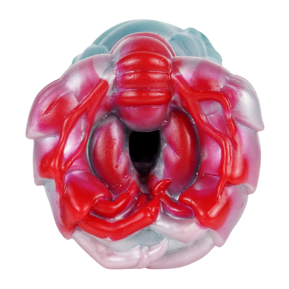 SHAZ Monster Male Masturbator Pocket Pussy Stroker with Heavy Fleshy Folds Ribbed Petal Entrance Deep Textured Tunnel Adult Toy 5