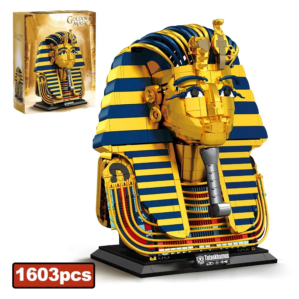 1603PCS MOC Egyptian Pharaoh Golden Mask Model Building Blocks City Friends Home Decoration Bricks Toys Adult Collection Gifts
