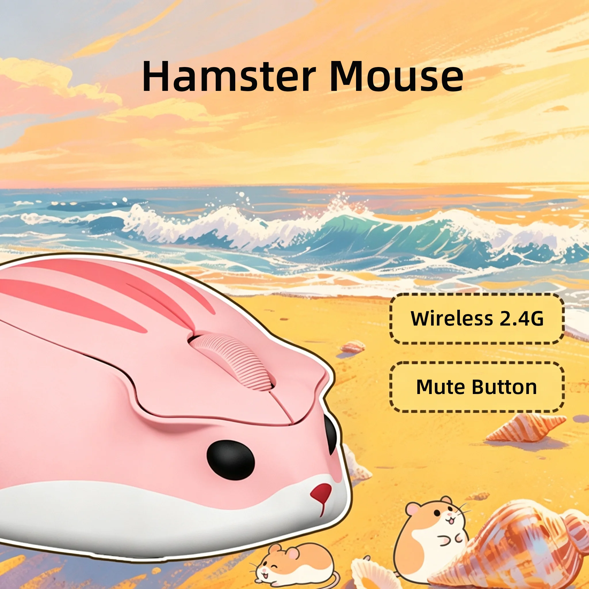 Hamster Wireless Mouse 2.4G Mini Portable Plug And Play Mute Button Cute Mause For Small Hand Office Use