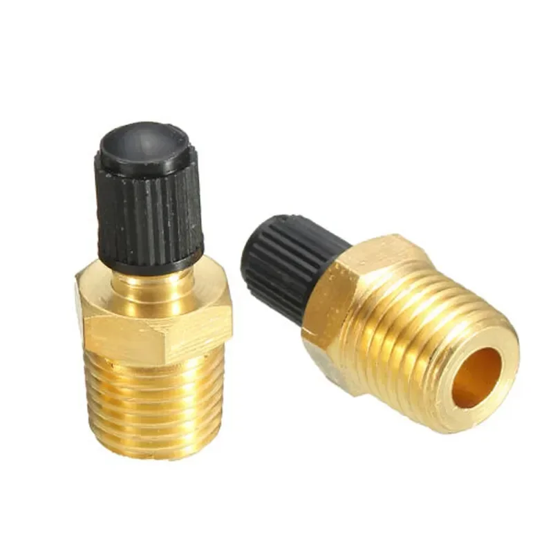 New 1/4 Inch NPT Solid Nickel Plated Brass Air Compressor Tank Fill Valve With Installed Core And Black Plastic Cap NEW