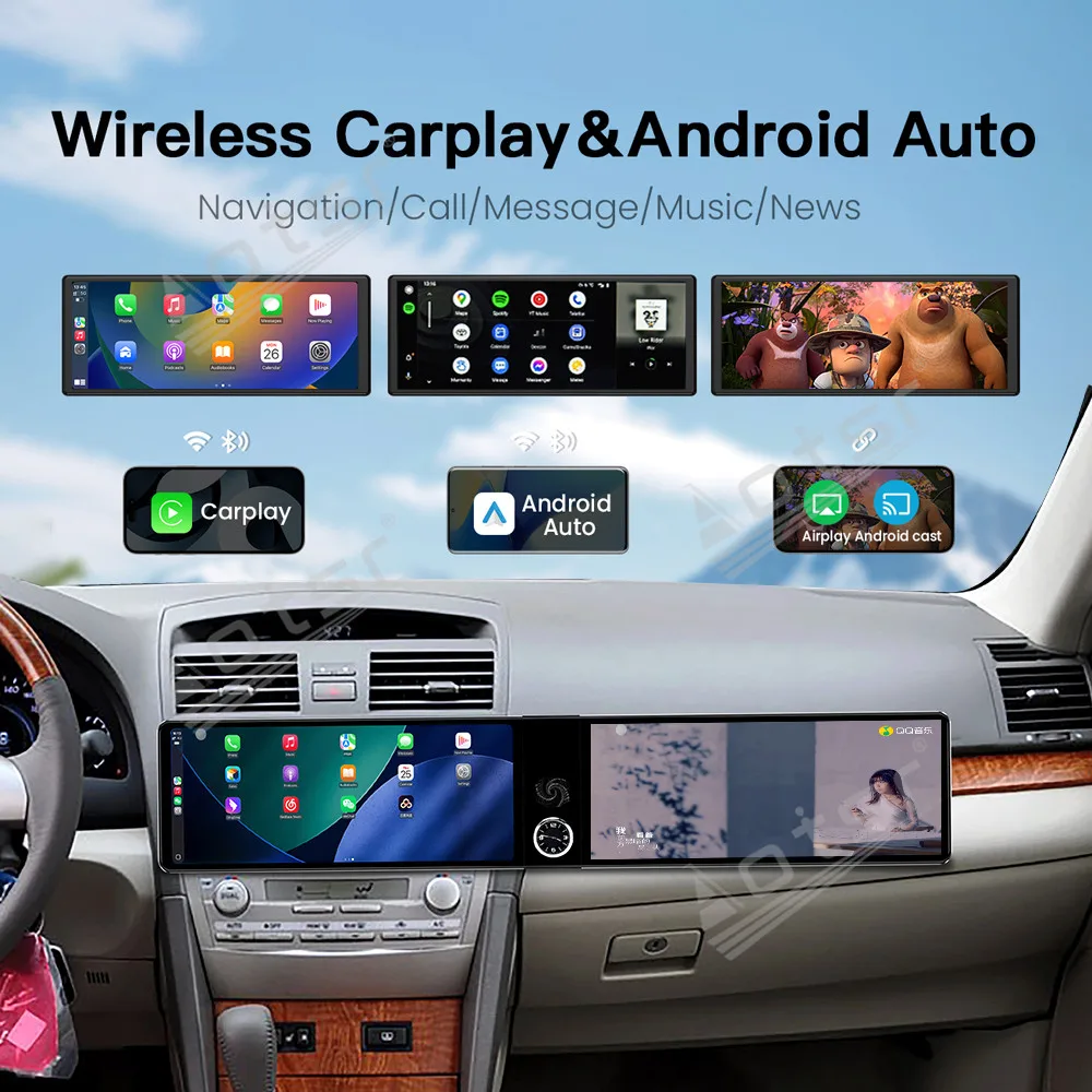 Qualcomm Dual 12.3’’ Android 14 Carplay For Toyota Camry 2007-2011 GPS Navigation Car Radio HD Touch Screen Auto Stereo