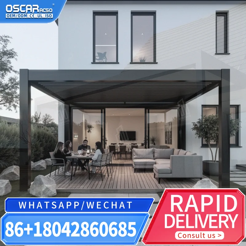 

Современные алюминиевые беседки-перголы для сада, патио и заднего двора с LED-подсветкой