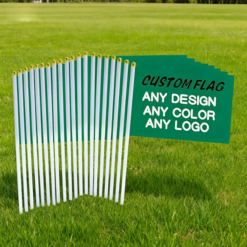 20Pcs Custom Mini Handheld Banner with Plastic Pole, Upload Your Own Picture, Personalized Custom Design & Logo Printing