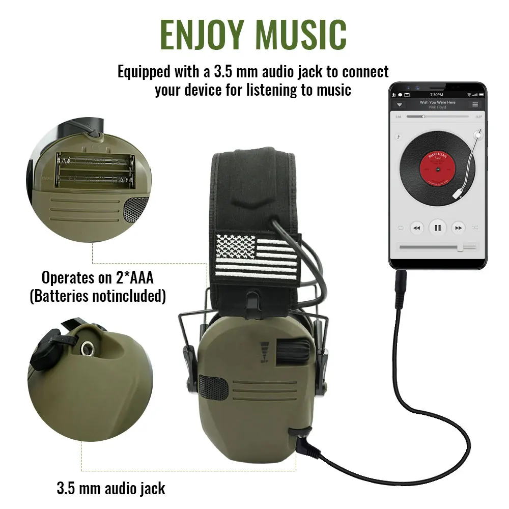 Protable venda quente tiro fone de ouvido fones para proteção auditiva orelha proteger redução ruído caça ativa tático earmuff