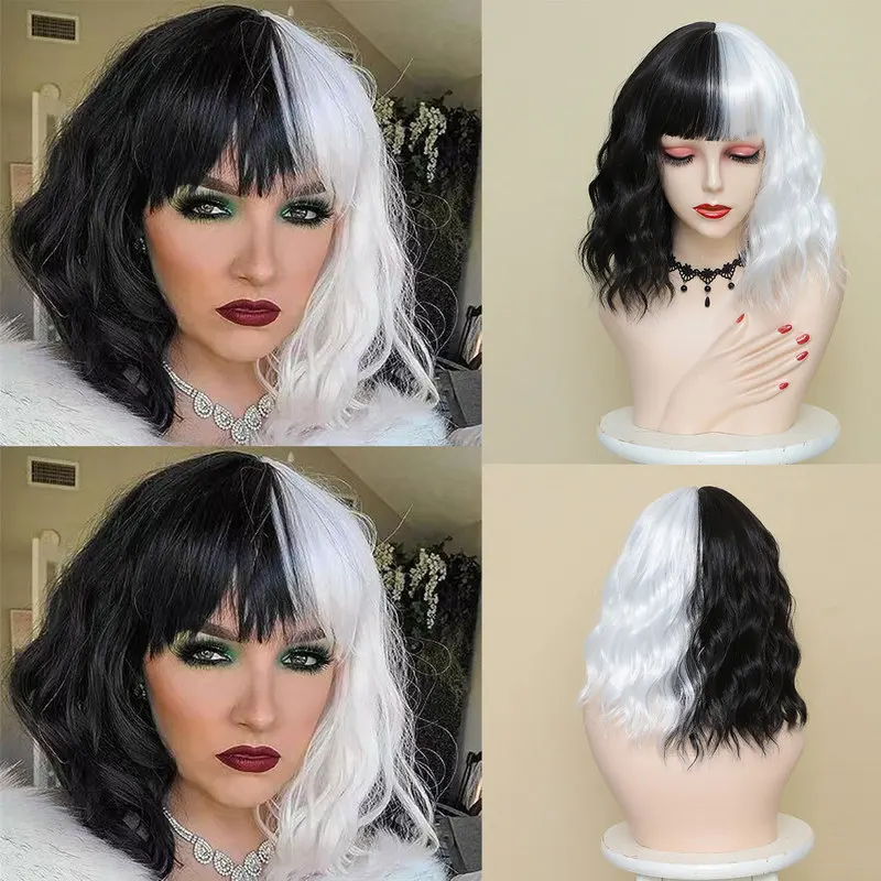 European American cosplay anime party role-playing costumes black and white wigs