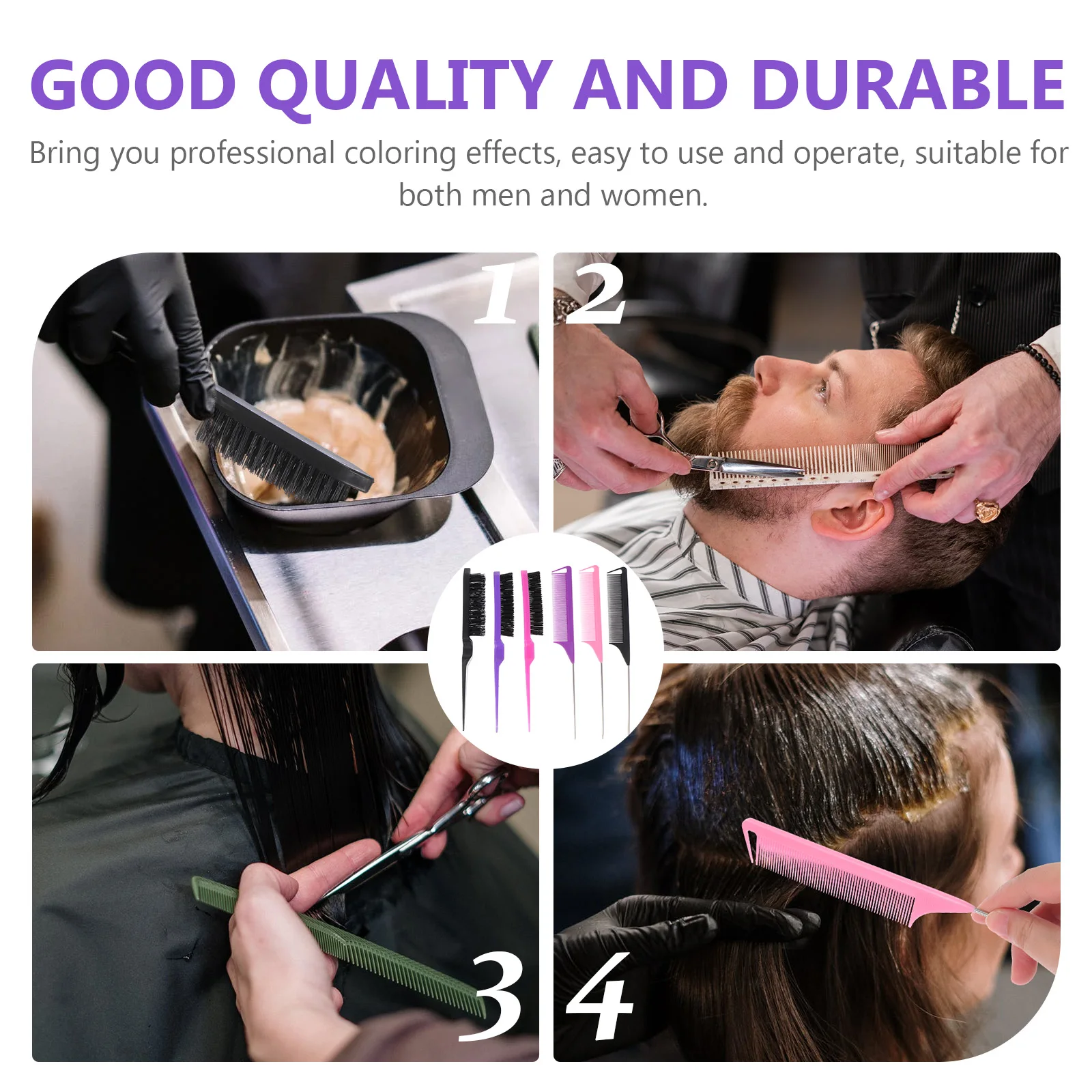

3Sets Steel Needle Comb Practical Hair Dyeing Brush Professional Salon Hair Coloring Supplies Hairstyling Comb Set