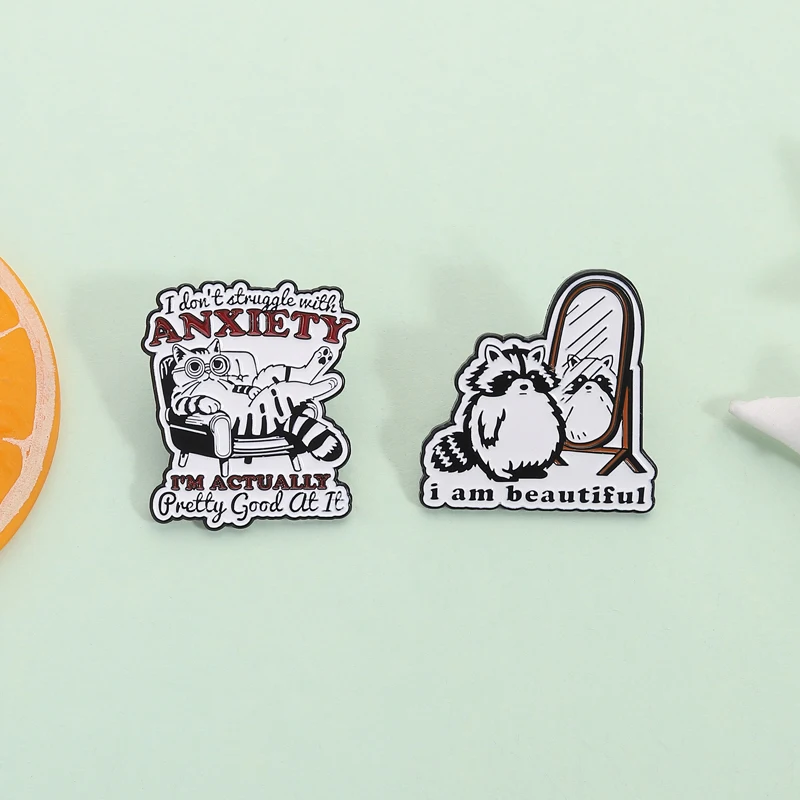 

I Am Beautiful Enamel Pin I Don't Struggle With Anxiety Brooch Lapel Backpack Badge Fashion Jewelry Accessories