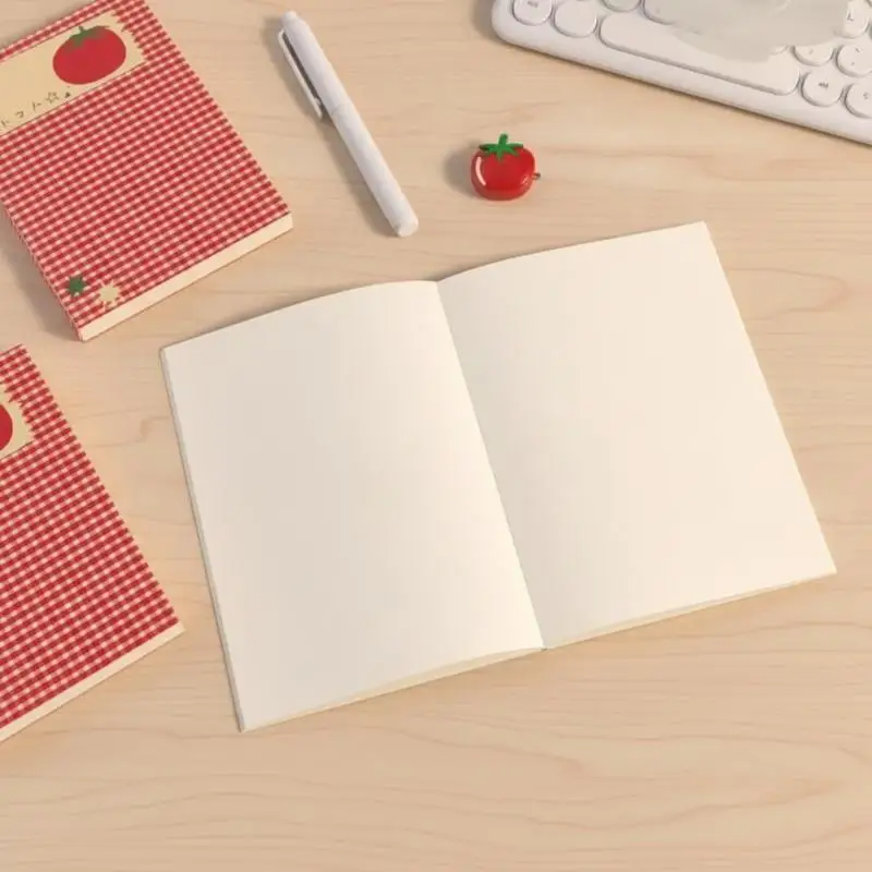 Tomato Pattern 78 Pages Thickened Blank Notebook Portable Writing Journal for Office Workers Painting Sketching Use