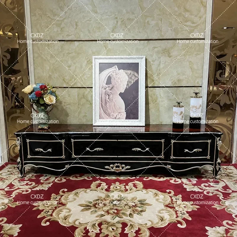 Luxury Solid Wood Coffee Table and TV Cabinet Combo Small Apartment Bedroom Floor Storage Unit Household Furniture