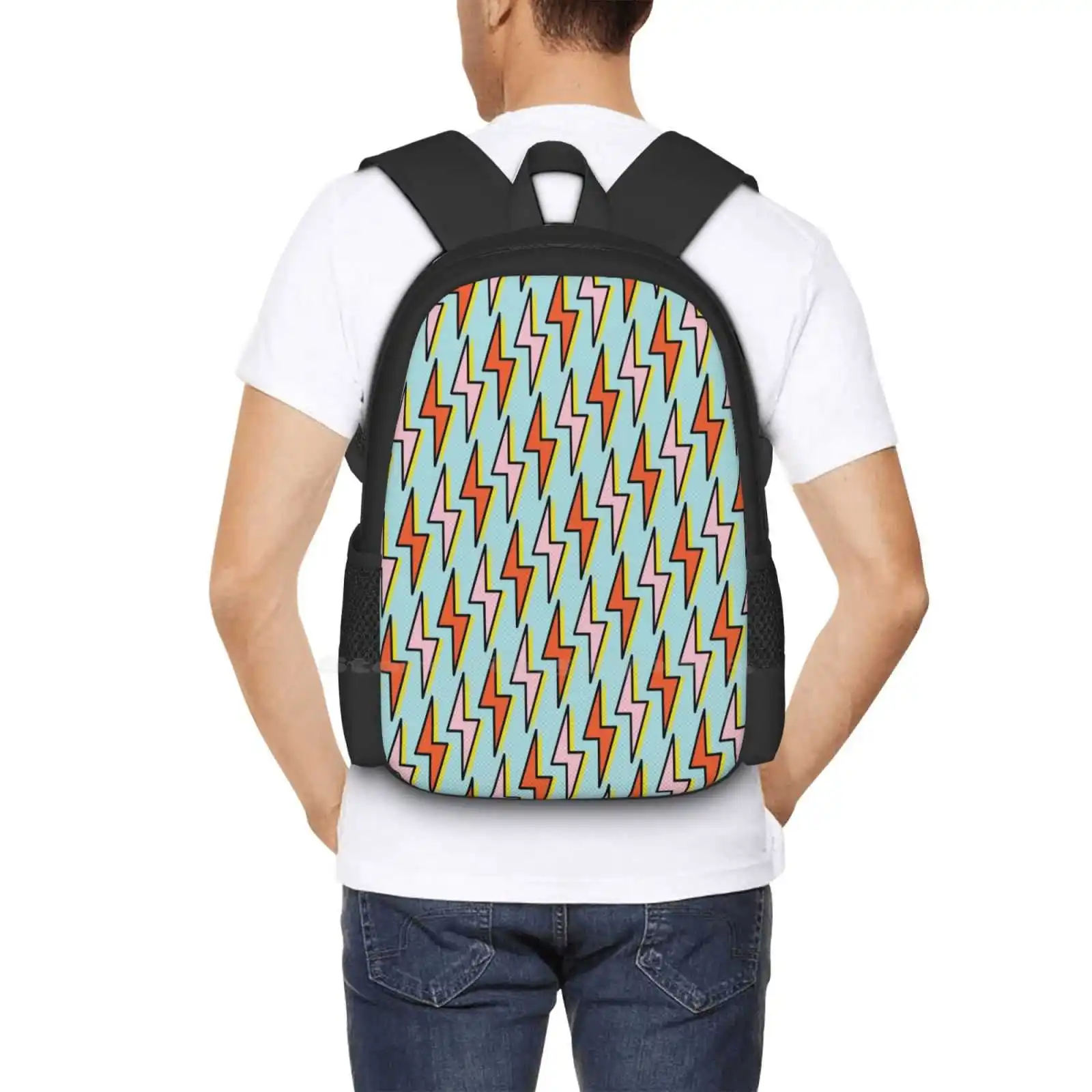 Get Struck mochila para estudiante escuela portátil bolsa de viaje rayo naturaleza clima medio ambiente patrón de repetición de trueno Vector