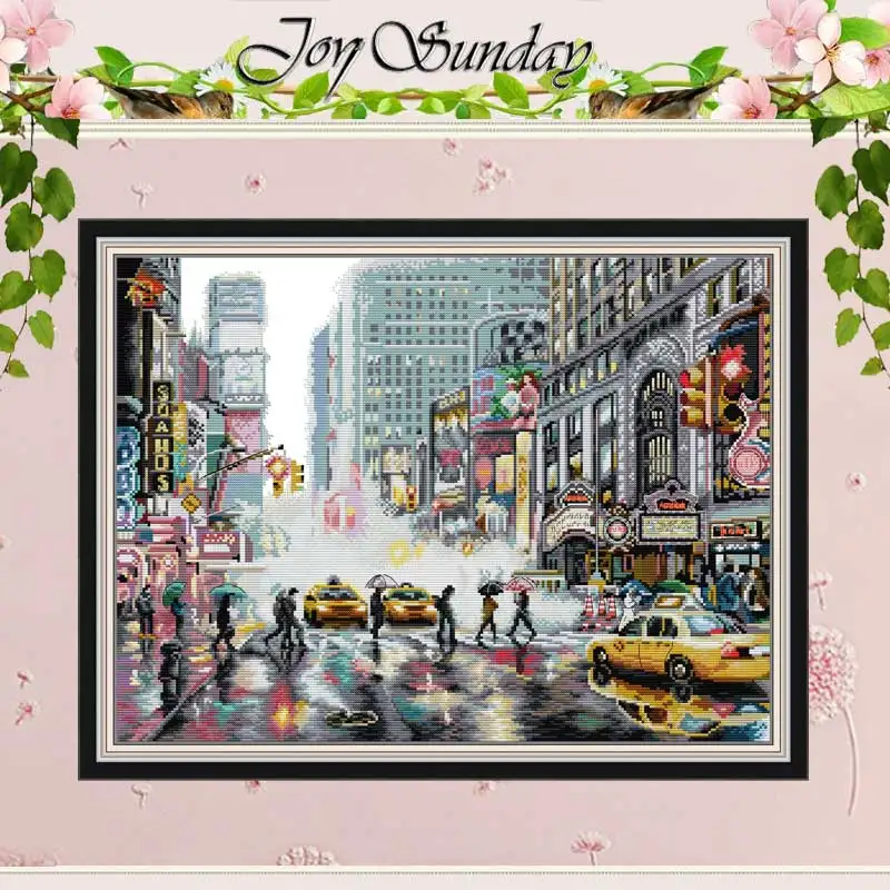 New York Patterns Counted Cross Stitch Set DIY 11CT 14CT 16CT Stamped DMC Cross-stitch Kit Embroidery Needlework Home Decor