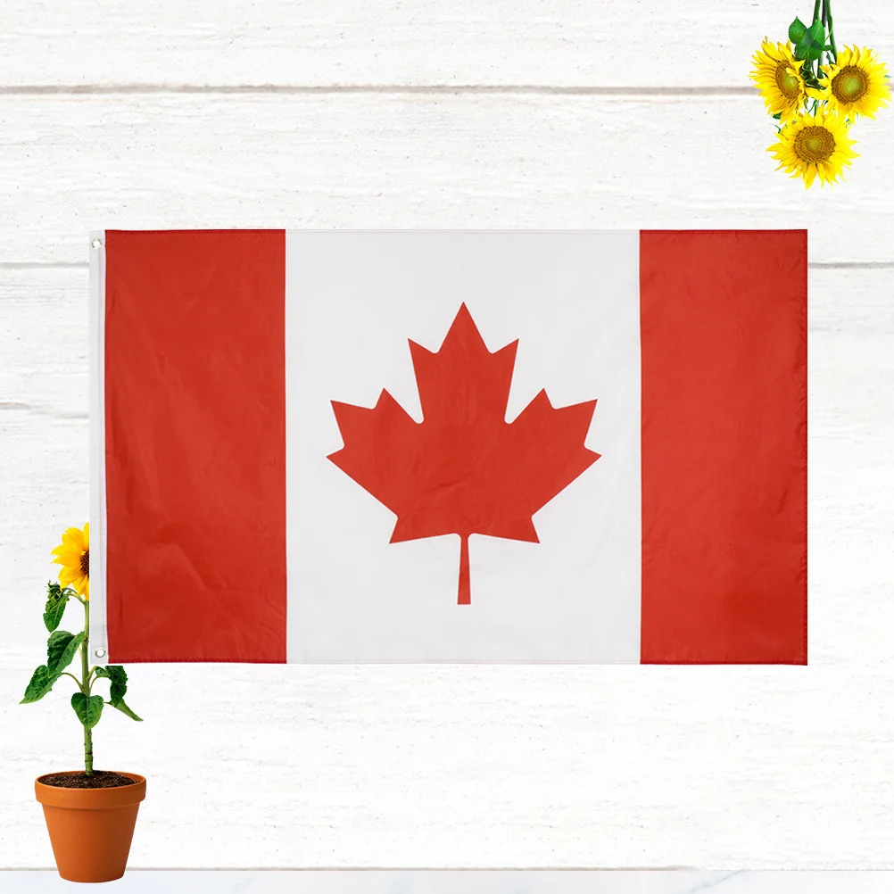 90X150Cm Canada Cheering Polyester Durable Vivid Fade Resistant Hangable For Party Parade Sports Event Decoration National Flag