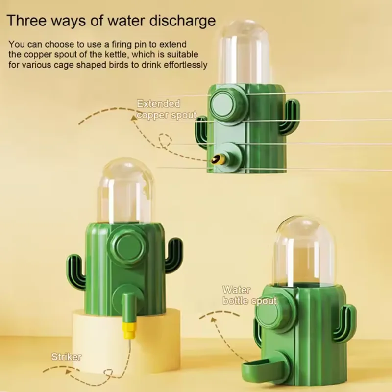 Bird drinking kettle Cactus shape pet drinking kettle easy to install and disassemble and clean bird drinking kettle pet supplie
