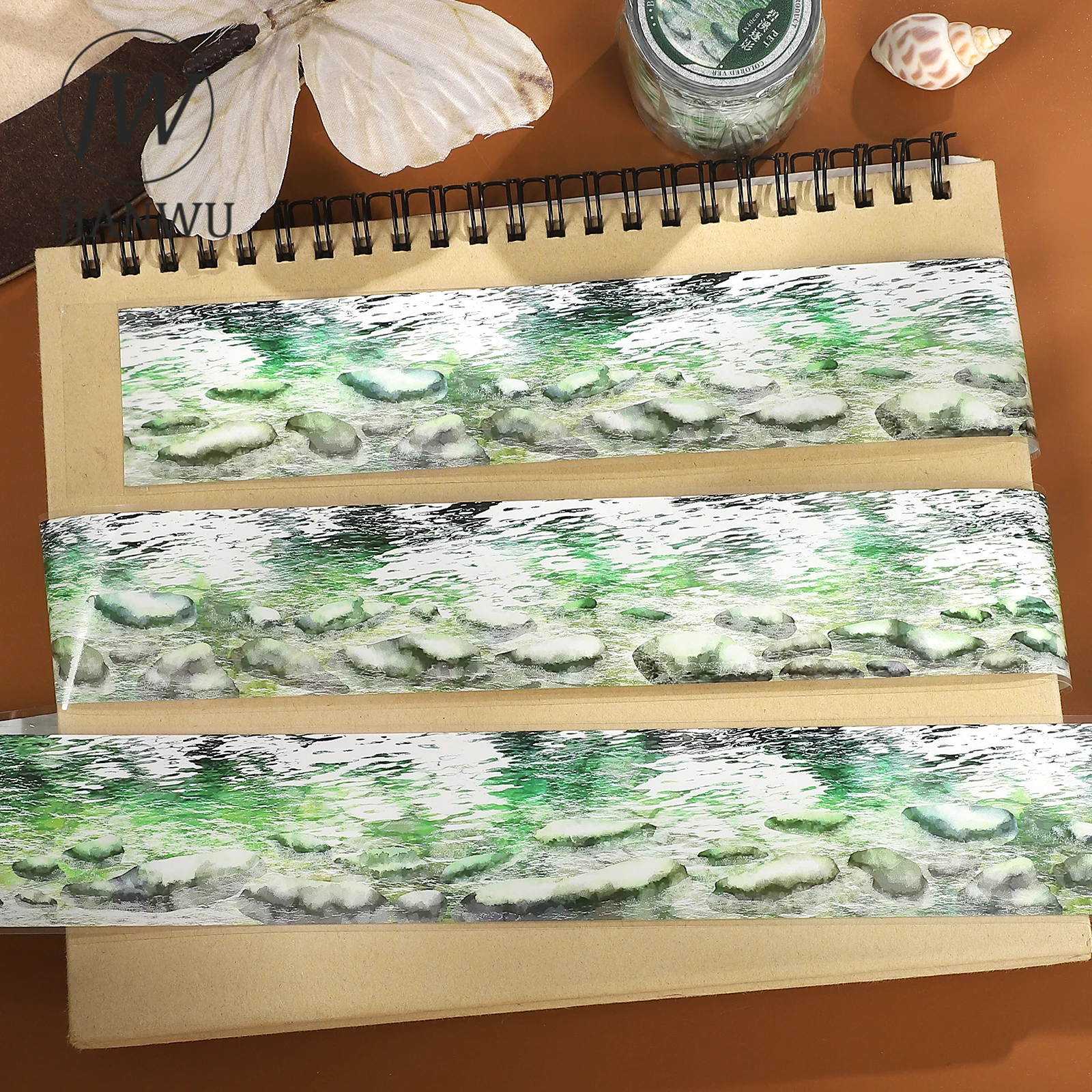 fita-adesiva-pet-jianwu-40mm-5m-com-estampa-de-pedras-de-riacho-vintage-para-scrapbooking-colagem-e-papelaria-criativa-diy
