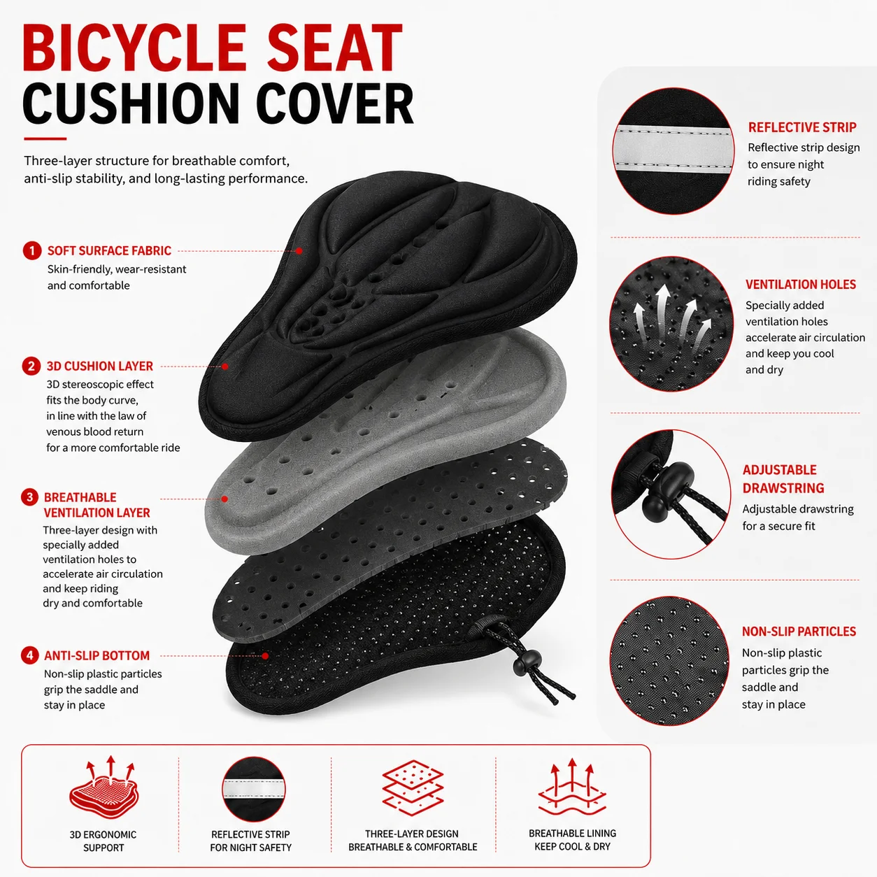 PINMOAP Bike Saddle Cover Bicycle Seat Cushion Pad Soft Padded Waterproof Cycling Seat Cover For Mtb Road Home Bike Accessory image 3
