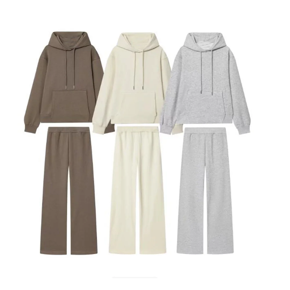 

s new women's fashion round neck loose basic hooded long sleeved sweatshirt high waisted casual velvet pants