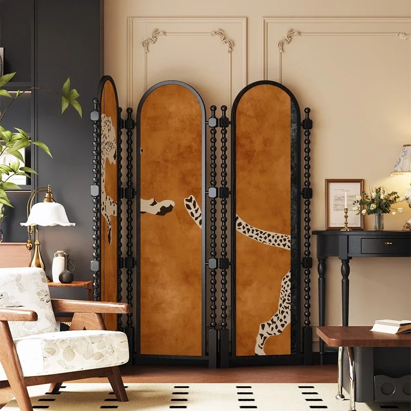 Medieval partition folding mobile living room bedroom sofa clothing store photography solid wood decoration