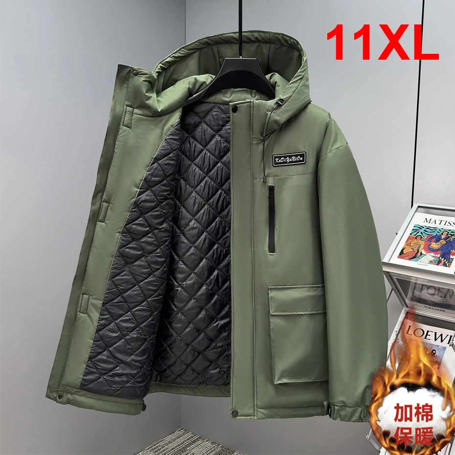 سترة شتوية سميكة للرجال 11XL مقاس كبير سترات عصرية غير رسمية معطف دافئ للرجال ملابس خارجية خارجية مقاس كبير 10XL #1