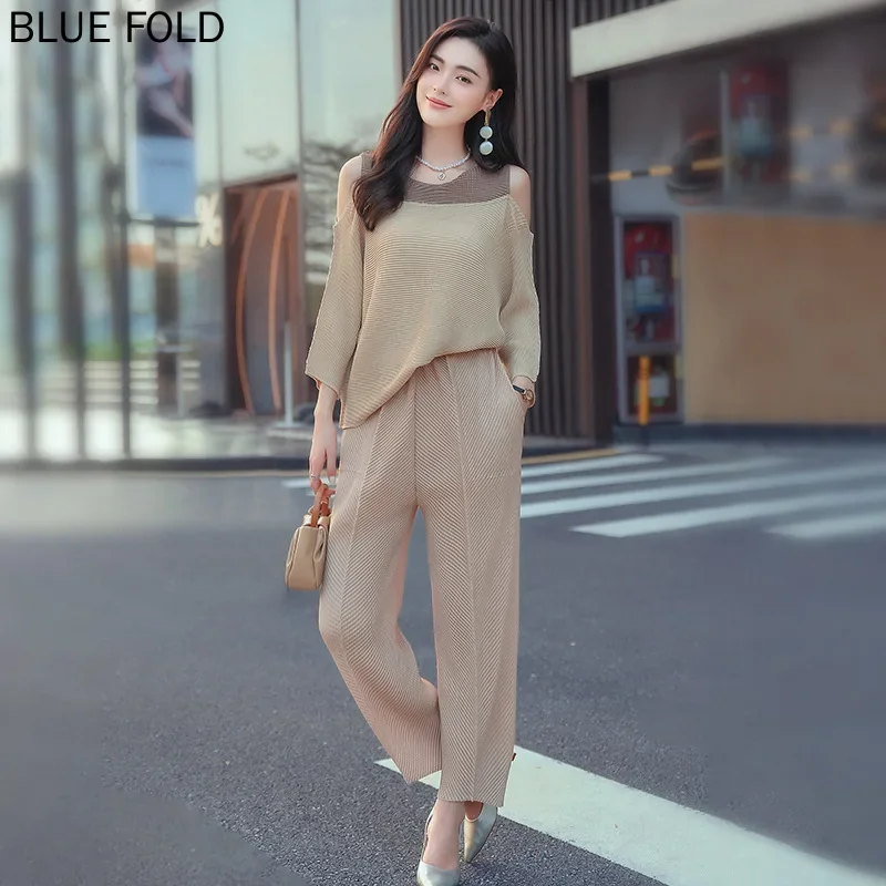 

Miyake High-waisted Straight-tube Pants for Women, Loose-type Trousers, Senior Sense of Casual Pants, PLEATS, Spring